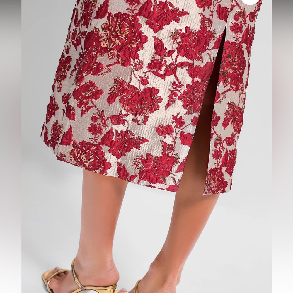 Tuckernuck Strapless Dress with Red Floral Design - Picture 5 of 14